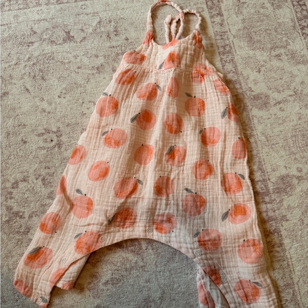 Peach Print Muslin Baby Romper